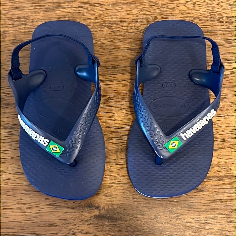 Havaianas Baby Brasil Logo II Navy Blue/Citrus Yellow Rubber